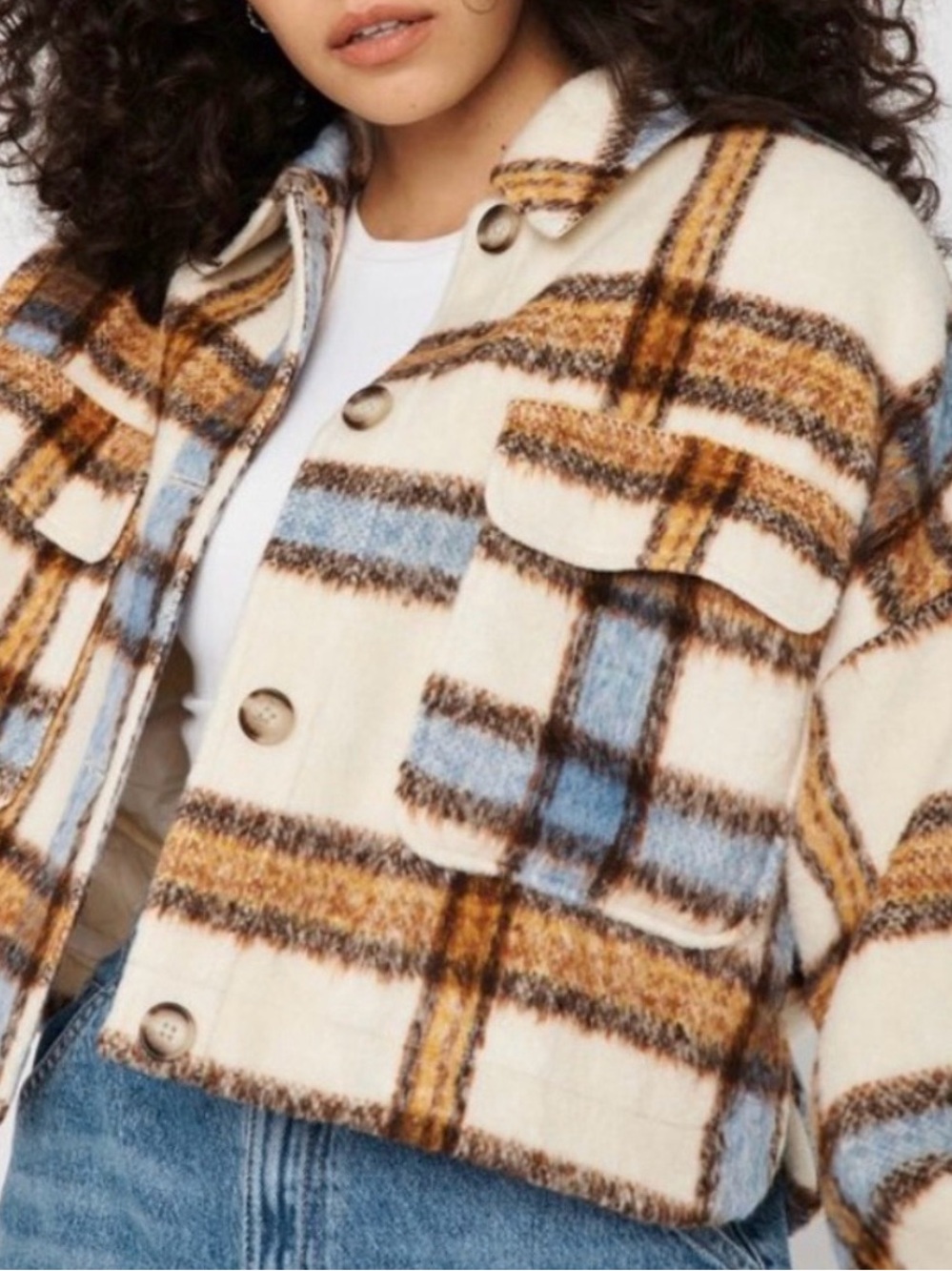 Garage Chemise Plaid Jasper Cropped Shacket Small